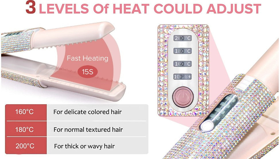 Electric USB Hair Straightening Brush Multifunctional Hair Curler Comb Styler - Black