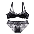 Sexy Bra Ultrathin Underwear Set Plus Size C D Cup Women Transparent Bra Sets Lace Embroidery Lingerie Gray Brassiere