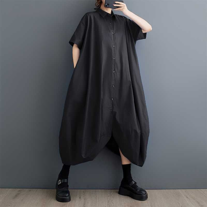 Korean loose plus size patchwork short sleeved dress for women