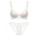 Women's Sexy Thin Cotton Eyelash Lace Bra Large Chest Minimizer Anti-Sagging Plus Size Lingerie Set