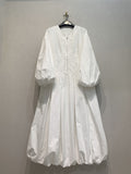 V  Neck Lantern Long Sleeve Dresses Women