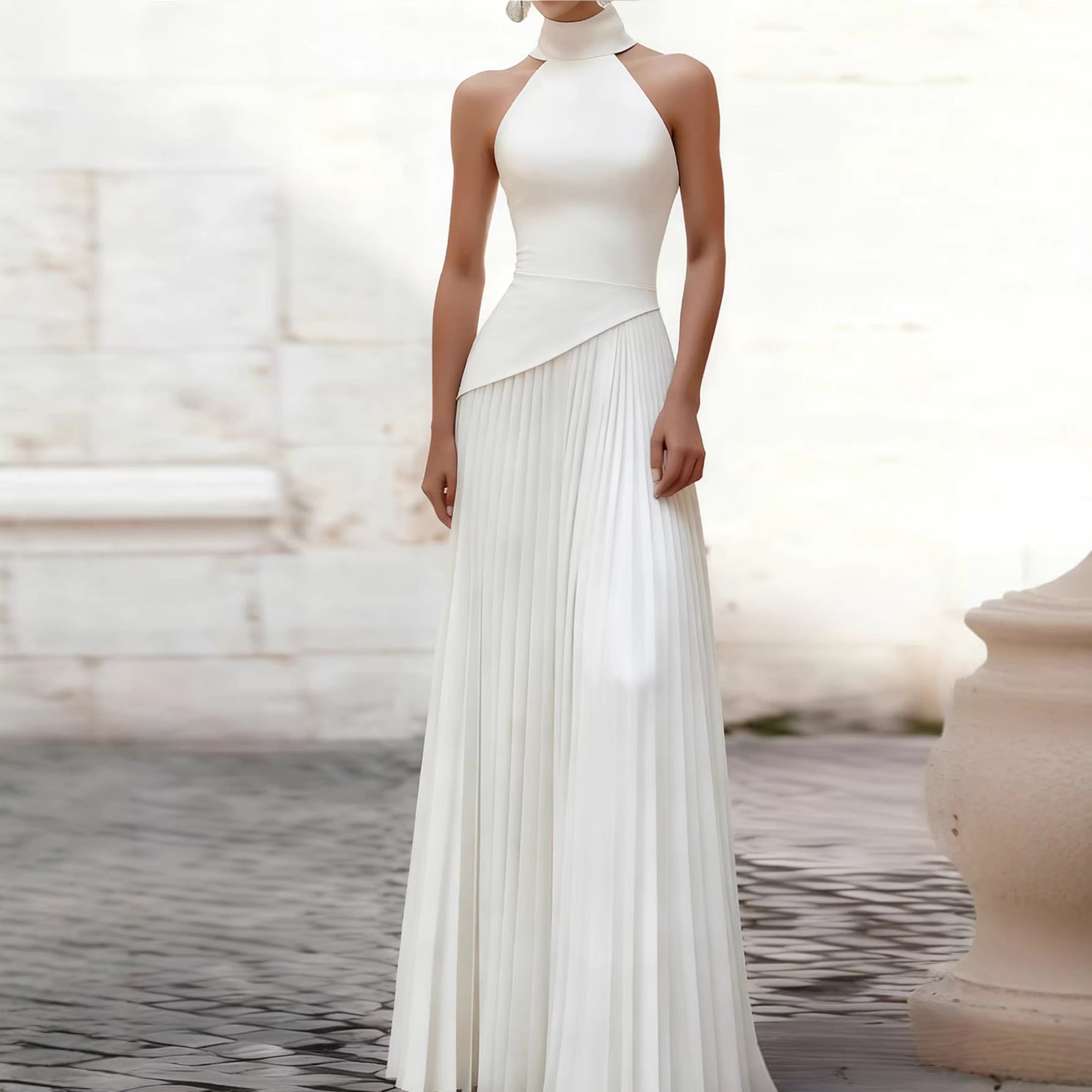 Elegant Irregular Pleated Fitted Strapless Dress for Women Fashionable Formal Wear
