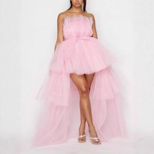 Elegant Butterfly Bow Tulle Strapless Dress for Women Formal Party Dress