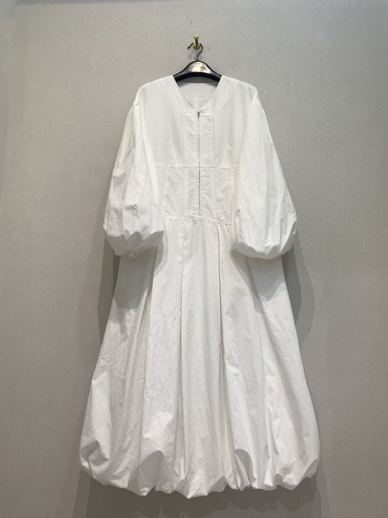 V  Neck Lantern Long Sleeve Dresses Women