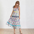 Designer Runway Summer Party Plus Size Long Dress Elegant Retro Flower Printed Spaghetti Strap Beach Dresses
