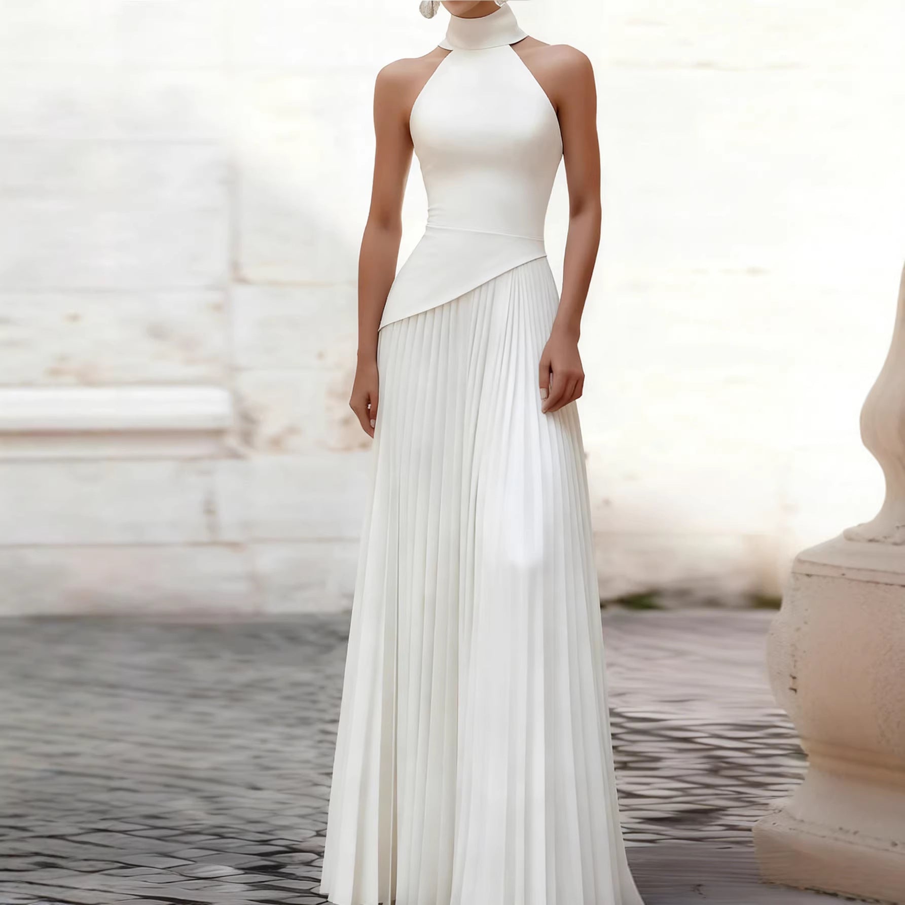 Elegant Irregular Pleated Fitted Strapless Dress for Women Fashionable Formal Wear