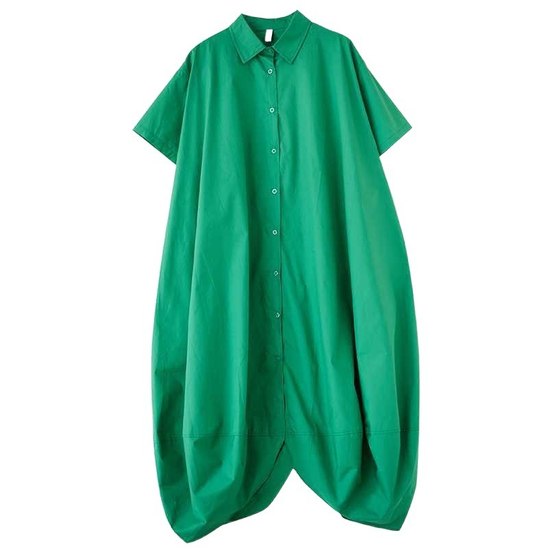 Korean loose plus size patchwork short sleeved dress for women