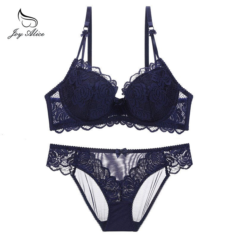 Womens Lace Bra Brief Sets Seamless Push up Bras White Black Sexy Lingerie Gathering france bras Plus size Cup