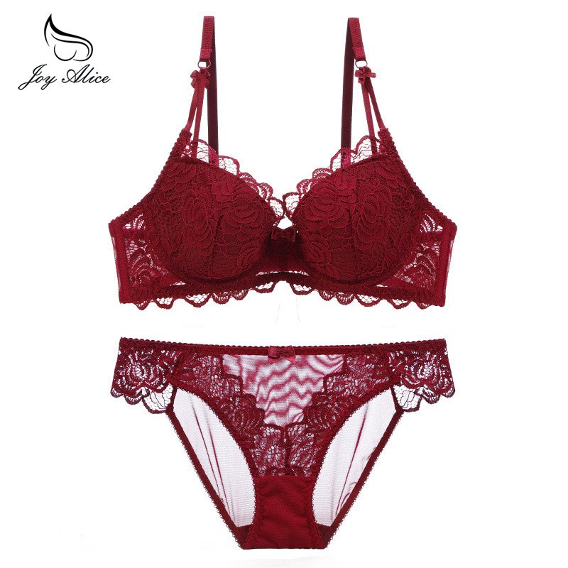 Womens Lace Bra Brief Sets Seamless Push up Bras White Black Sexy Lingerie Gathering france bras Plus size Cup
