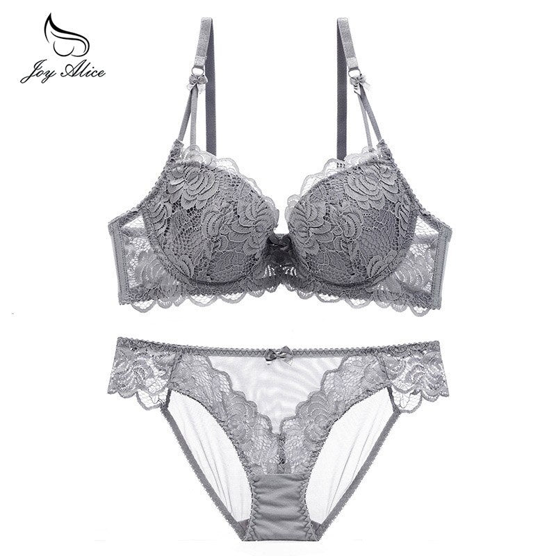 Womens Lace Bra Brief Sets Seamless Push up Bras White Black Sexy Lingerie Gathering france bras Plus size Cup