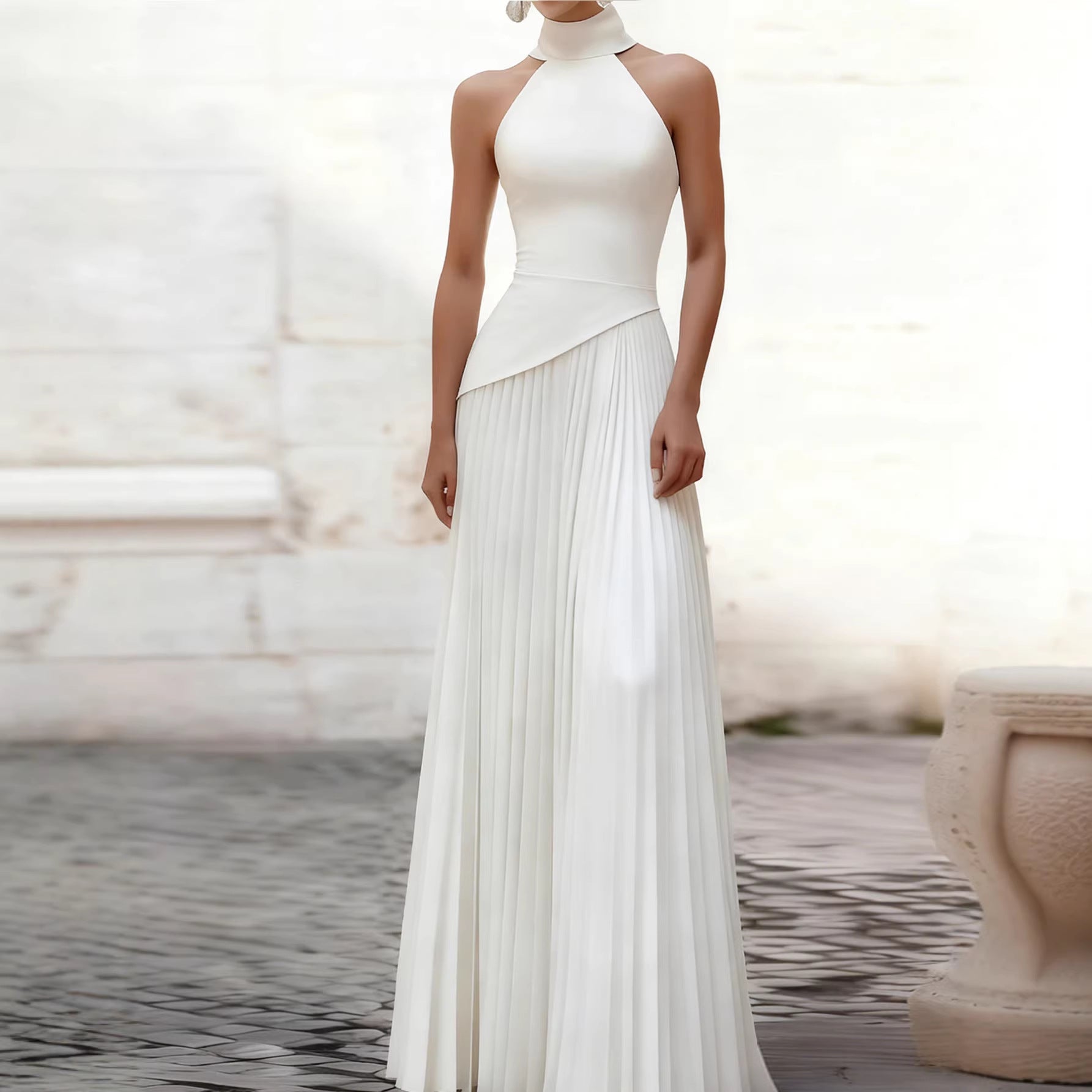 Elegant Irregular Pleated Fitted Strapless Dress for Women Fashionable Formal Wear