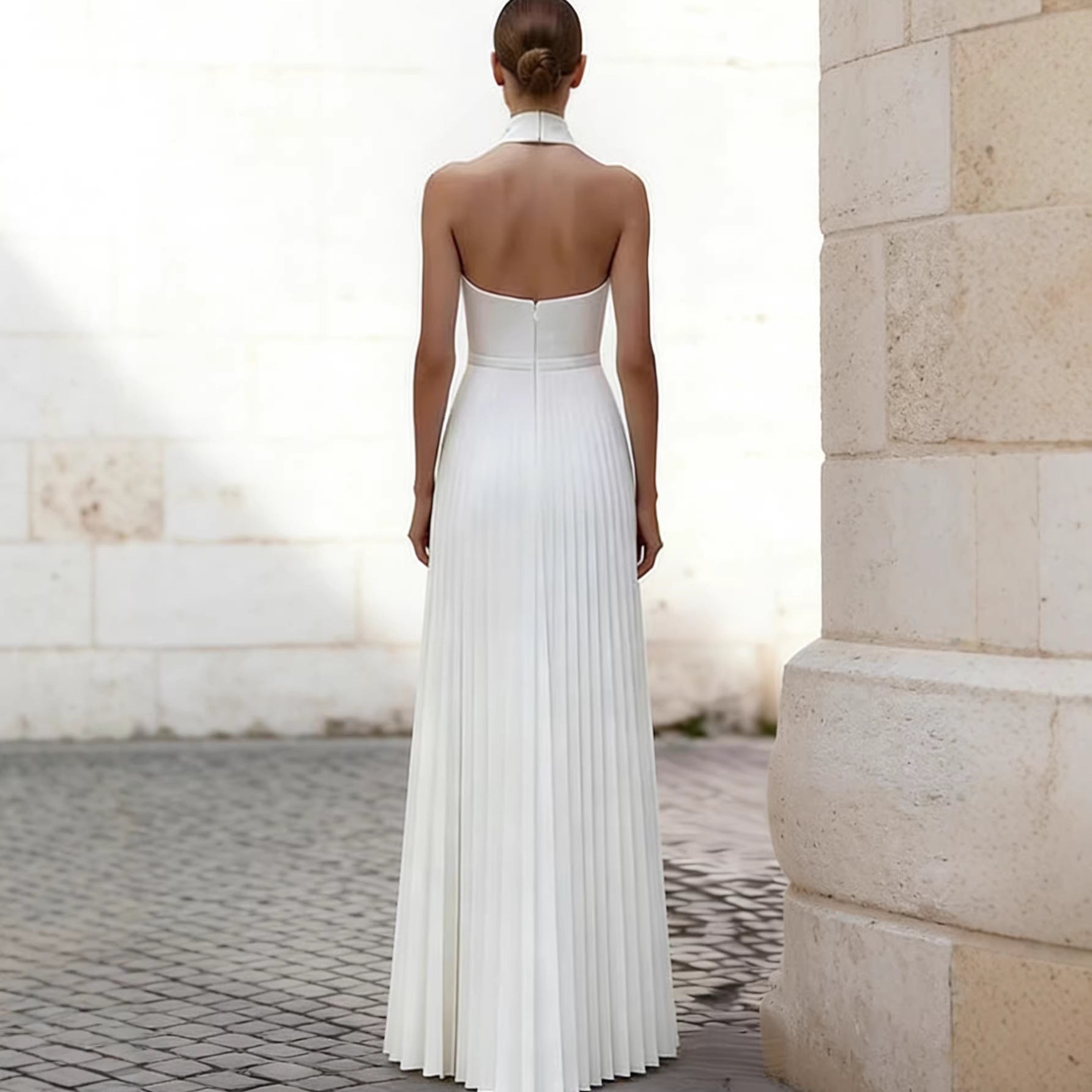 Elegant Irregular Pleated Fitted Strapless Dress for Women Fashionable Formal Wear